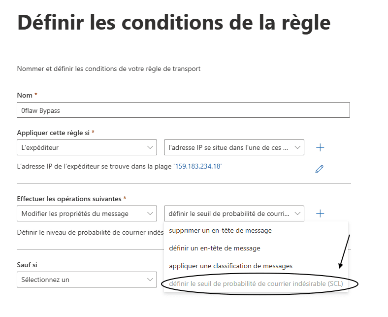 Configuration finale des seuils
