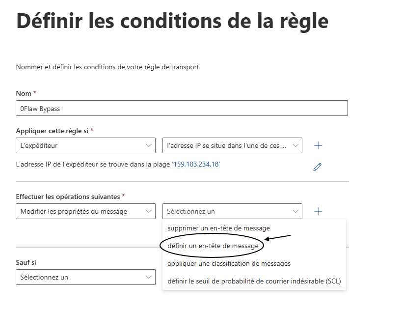 Interface de modification des propriétés