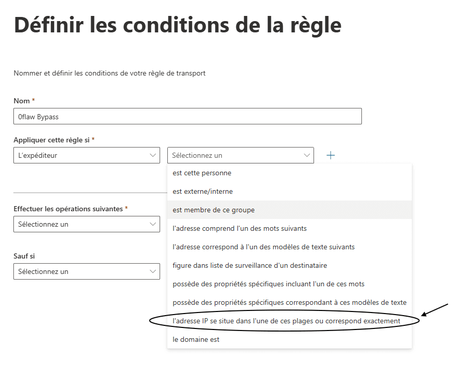 Configuration de l'adresse IP cible