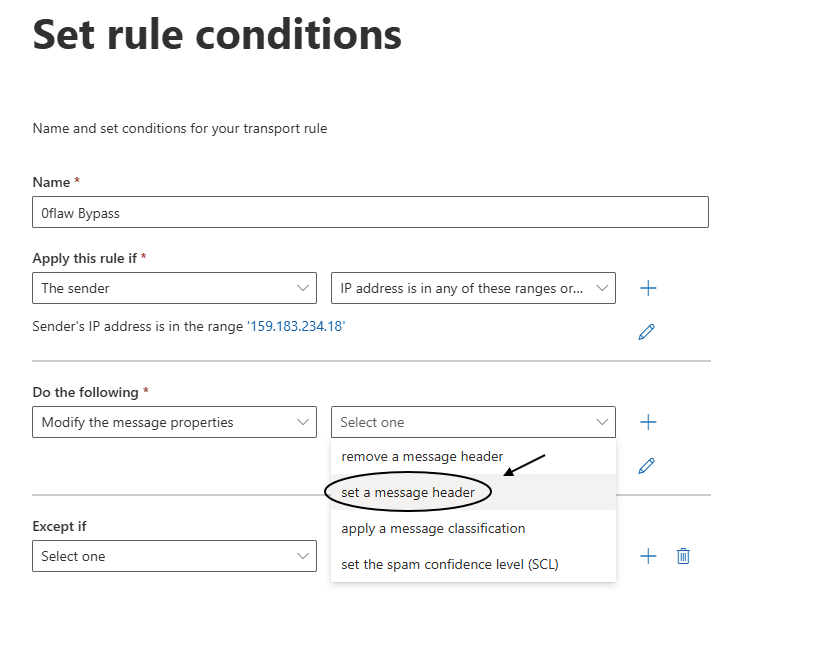 Properties modification interface