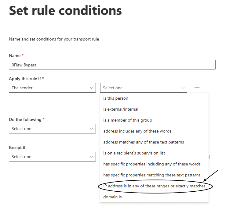 Target IP address configuration