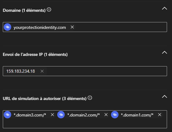 Configuration des domaines de phishing