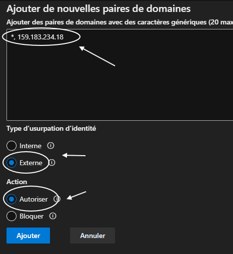 Configuration de la liste d'autorisation