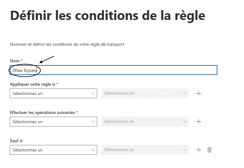 Interface de nommage de la règle