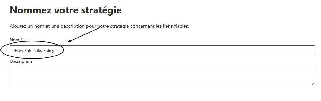 Nommage de la politique Safe Links